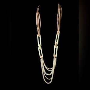 Funky & Elegant Gold, Cream & Brown Necklace